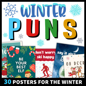 Preview of Holiday Pun Funny Posters Winter Season Christmas Classroom Decor Bulletin Board