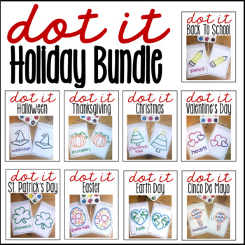 Preview of Holiday Q-tip Dot-It Tracer Pages Bundle-Distance Learning