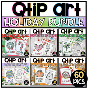 Preview of Holiday QTip Painting Crafts Bundle