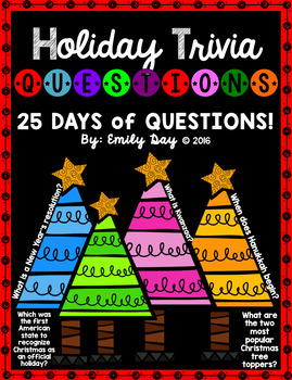 Preview of Holiday Quick Find Trivia Questions (Christmas, Hanukkah, Kwanzaa, New Year's)