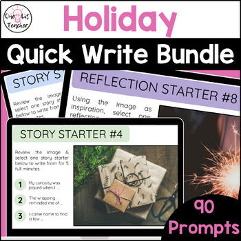 Preview of Holiday Quick Write Prompt Bundle for ELA Bell Ringers and Task Cards