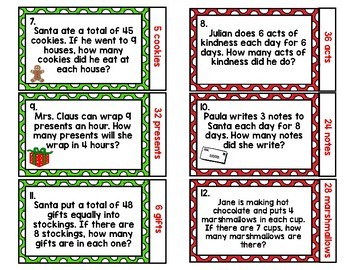 Holiday Quiz-Quiz-Trade Multiplication & Division Word Problem Cards ...