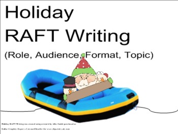 Preview of Holiday RAFT Writing (Role, Audience, Format, Topic) Smartboard format