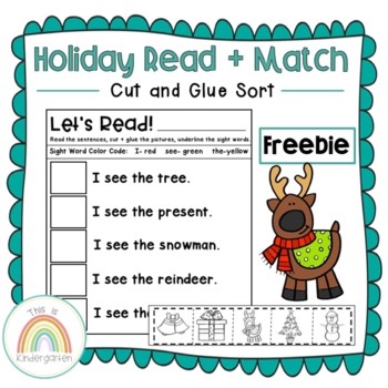 Preview of Holiday Read + Match: Cut and Glue Sort