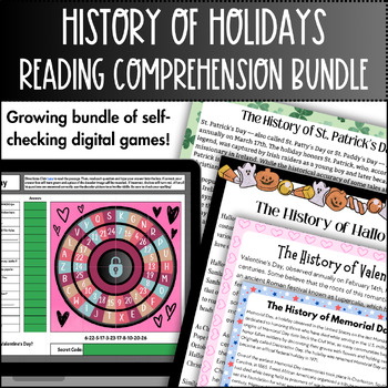 Preview of Holiday Reading Comprehension BUNDLE - Digital Games for Middle & High School