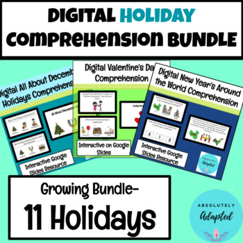 Preview of Holiday Reading Comprehension GROWING Bundle