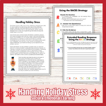 Preview of Christmas Holiday Reading Comprehension & SEL Written Response RACES Strategy