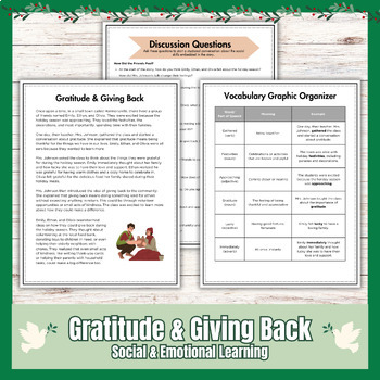 Preview of Christmas Holiday Reading Comprehension for SEL - Gratitude & Giving Back