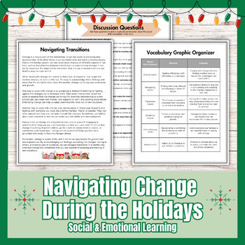 Preview of Christmas Holiday Reading Comprehension for SEL - Navigating Change