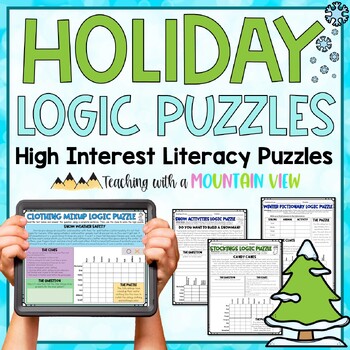 Preview of Holiday Reading Logic Puzzles Activities for Enrichment | Christmas Reading