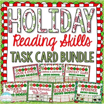 Preview of Holiday Reading Task Cards Bundle