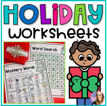 Preview of Holiday Reading and Math Worksheets (Kindergarten and First Grade)