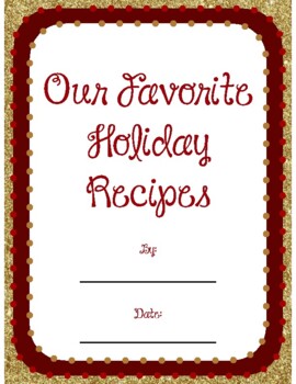 Holiday Recipe Book Full Size Cover Page By Teaching Ever After Tpt