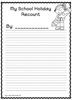 holiday recount writing templates by miss jacobs little learners