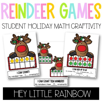Preview of Holiday Reindeer Math Craftivity Project | Counting, Teen Numbers, & Addition|