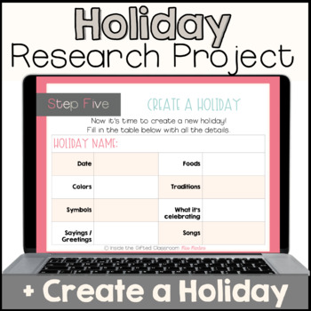 Preview of Holiday Research Project + Create a Holiday | Digital and Printable + No Prep