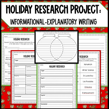 Preview of Holiday Research Project: Informational/Explanatory Writing: Graphic Organizers