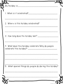 Holiday Research and Writing Project by Gretchen Tringali | TpT