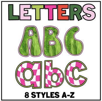 Preview of Holiday Retro A-Z Letters // Pink Christmas Bulletin Board Letters Bundle