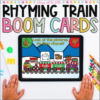 Preview of Holiday Rhyming Train BOOM Cards | Digital Task Cards for Distance Learning