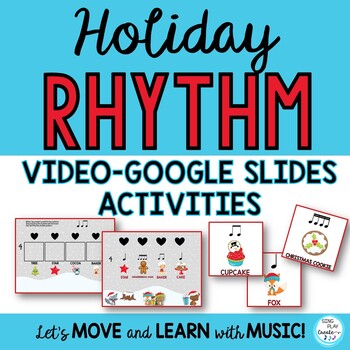 Holiday music and movement activities for the preschool and elementary music teacher. by Sing Play Create. Holiday themed rhythm activities, play along and google drag and drop activity. 