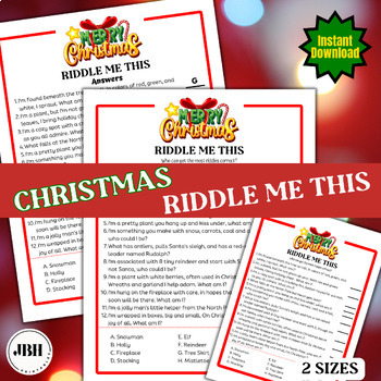 Preview of Holiday Riddle Me This Challenge, Printable Christmas Brain Teasers