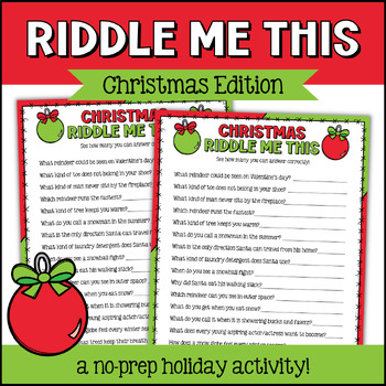 Holiday Riddles , Christmas Trivia Game, Christmas Activities | TPT