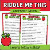 Holiday Riddles , Christmas Trivia Game, Christmas Activities