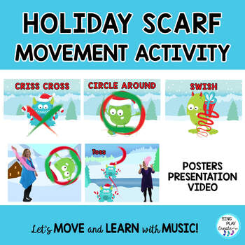 Preview of Holiday Scarf Movement Activity Video: PE, Music, Preschool, Home