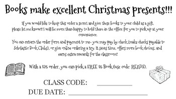 Editable Scholastic Book Club Flyer Order Letter to Parents