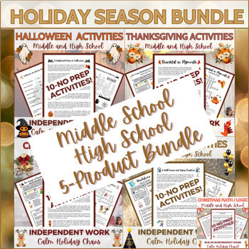 Preview of Holiday Season Bundle for Middle and High School Sub Plans or Independent Work