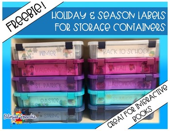 Preview of Holiday & Season Labels for Storage Bins  (FREEBIE)