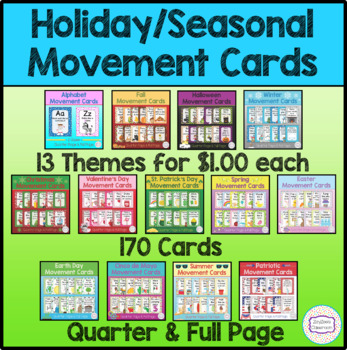 Preview of Holiday/Seasonal Movement Cards Bundle