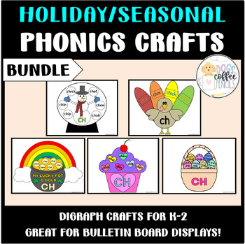 Preview of Holiday & Seasonal Phonics Bundle | Easy Printable Crafts for 1st, 2nd Grade