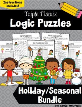 Preview of Holiday & Seasonal Triple Matrix Logic Puzzles - Challenging