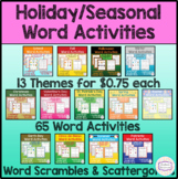 Holiday/Seasonal Word Activities Bundle - Word Scrambles &