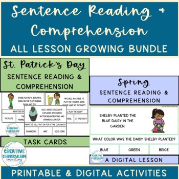 Preview of Holiday/Seasonal Year Round Sentence Reading & Comprehension Growing Bundle