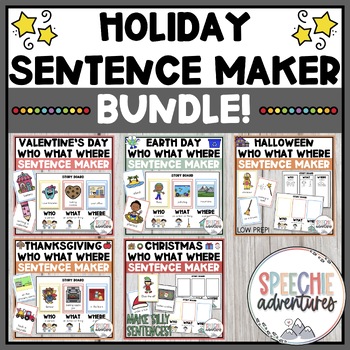 Preview of Holiday Who What Where Sentence Builder for Speech Therapy