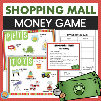Preview of Counting Coins Game Adding Money Differentiated Editable Math Shopping Activity