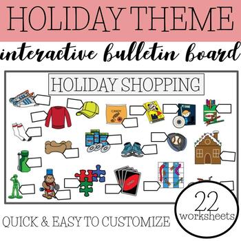 Preview of Holiday Shopping Interactive Bulletin Board / Menu Math