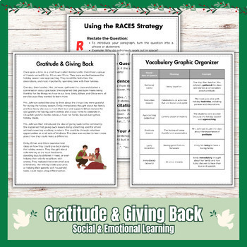 Preview of Christmas Holiday Reading Comprehension & Written Response RACES Strategy - SEL