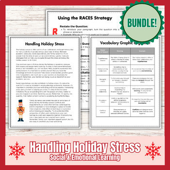 Preview of Christmas Holiday Reading Comprehension & Written Response RACES Strategy- SEL