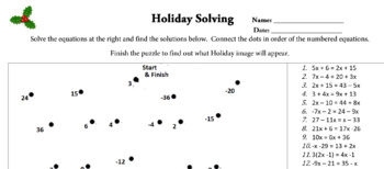 Preview of Holiday Solving Equations Puzzle