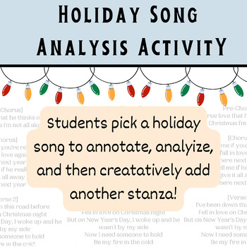 Preview of Holiday Song Analysis Activity (with example)