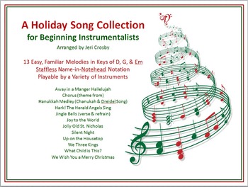 Preview of Holiday Songs for Beginning Instrumentalists - 13 Easy, Note-Name Tunes
