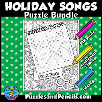 Holiday Songs Word Search Puzzle Activity Page with Coloring, Christmas  Songs