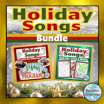 Preview of Holiday Songs with Lyrics, Trivia, Writing and Mad Libs Bundle