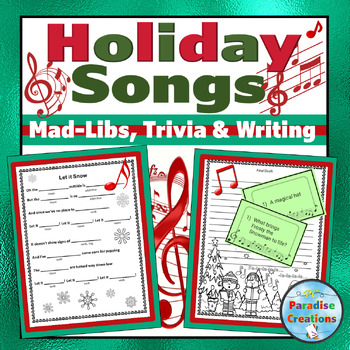 Preview of Holiday Songs Writing, Trivia, Mad-Libs and Maze Activities