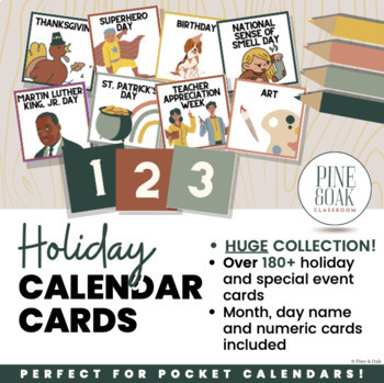 Preview of Holiday Calendar Cards for Pocket Chart Calendars - OVER 200+ Cards!