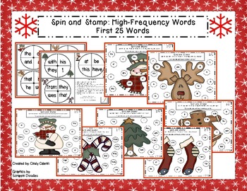 Preview of Holiday Spin and Stamp High Frequency Word Practice (1st 25 Words)